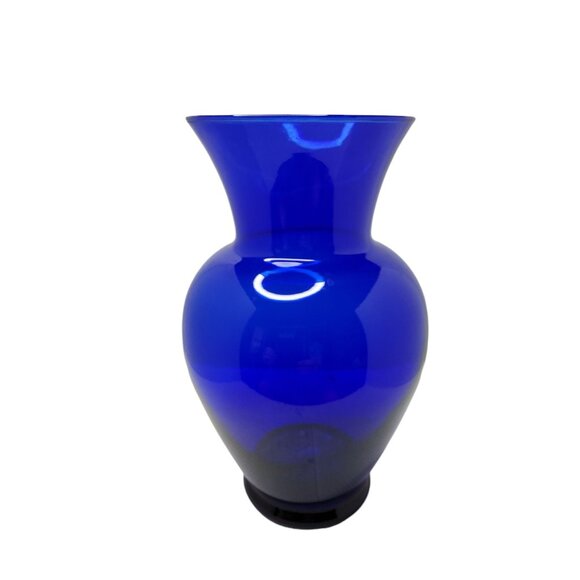 Vintage Hand Blown Cobalt Blue Glass Flower Vase - Picture 3 of 4
